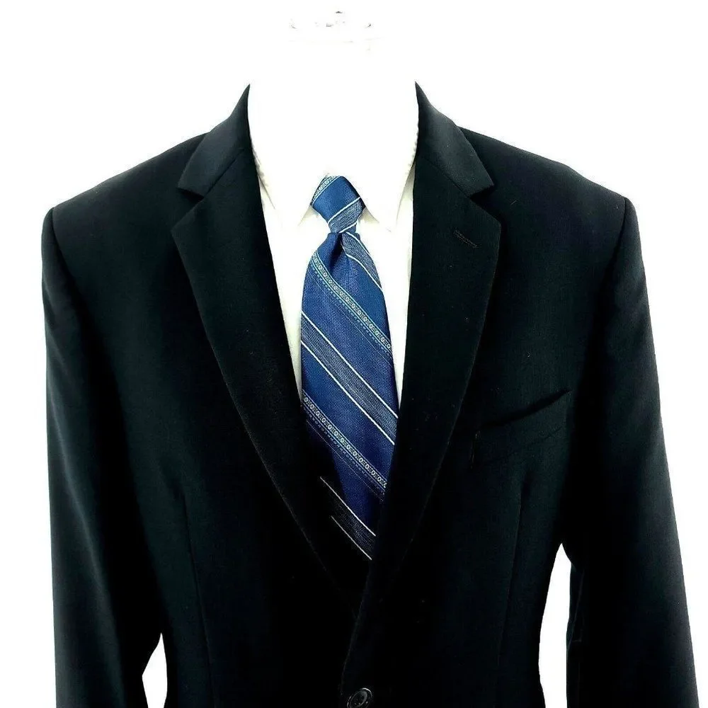 Pronto Uomo Wool Polyester Spandex‎ 2 Button Suit Jacket 38R Black